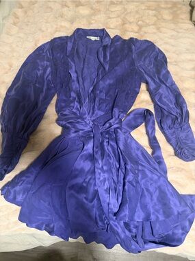 Zimmermann Purple Satin Dress with Gold Logo Tag
